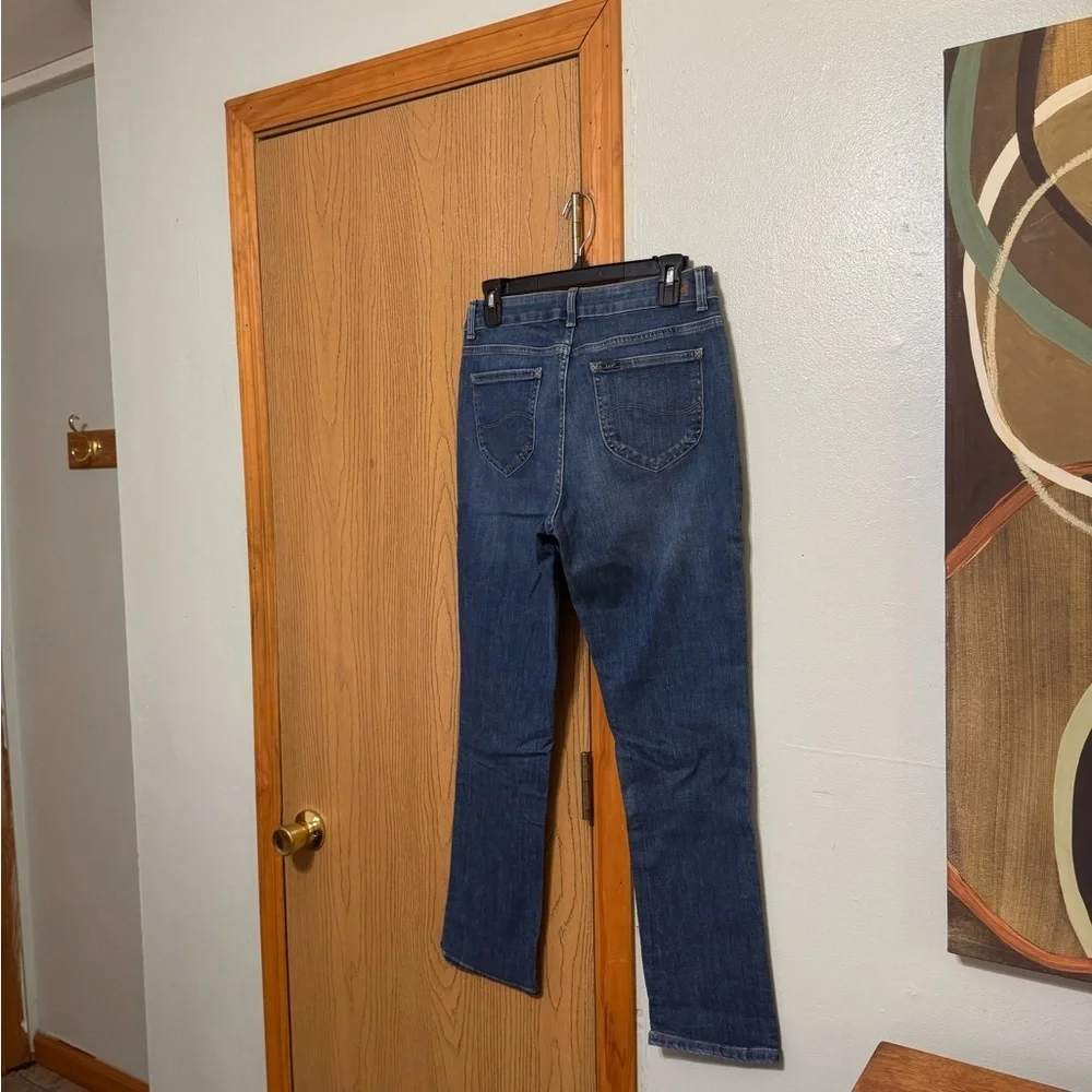 Lee Size 8P Dark Wash Regular Fit Straight Leg Mid-Rise Jeans w/29" Inseam - EUC - Picture 2 of 5